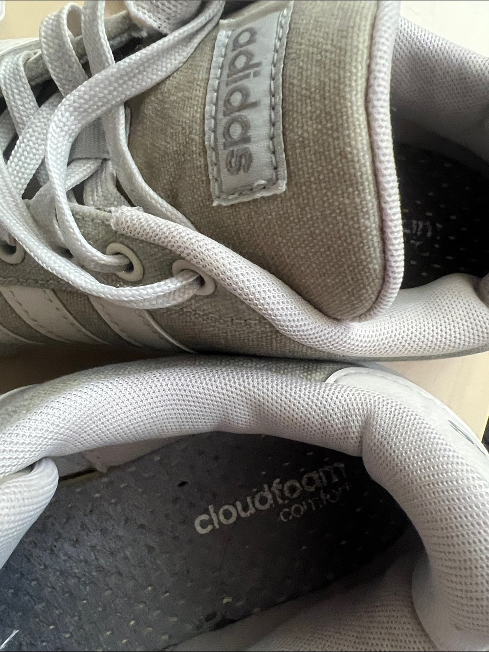adidas Women's Taupe Sneakers with White Stripes, Size 8.5 - Picture 7 of 7